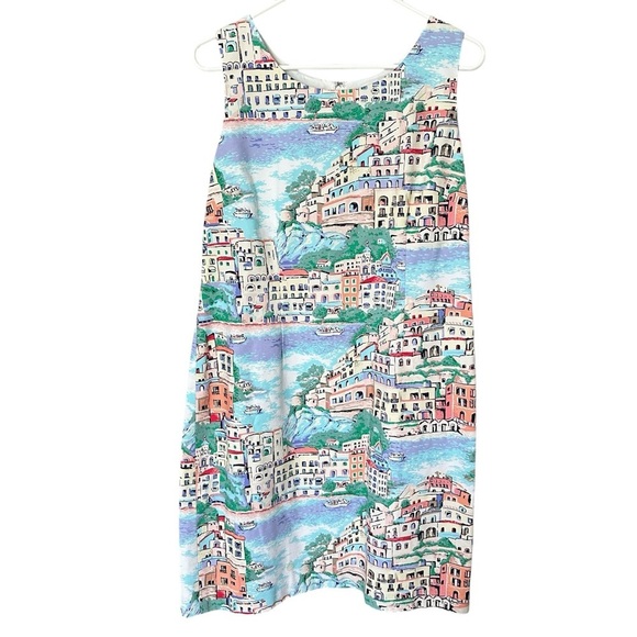 Talbots Scenic Village Shift Dress Sleeveless Multi-Colored Size 12P - Picture 3 of 7